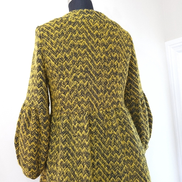 Marni Chevron Chartreuse Wool Puff Sleeve Jacket Coat - Picture 13 of 16